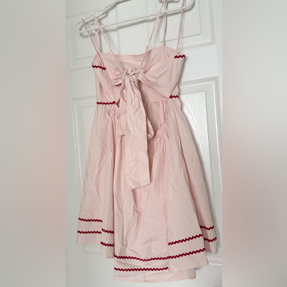 Francesca's Kelly Bow Back Ric Rac Pattern Mini Dress, Large - Picture 4 of 7
